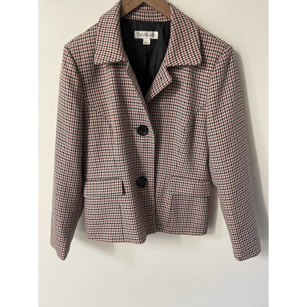 Danillo Womens Careerwear Jacket Size 14 Button Office Business Houndstooth